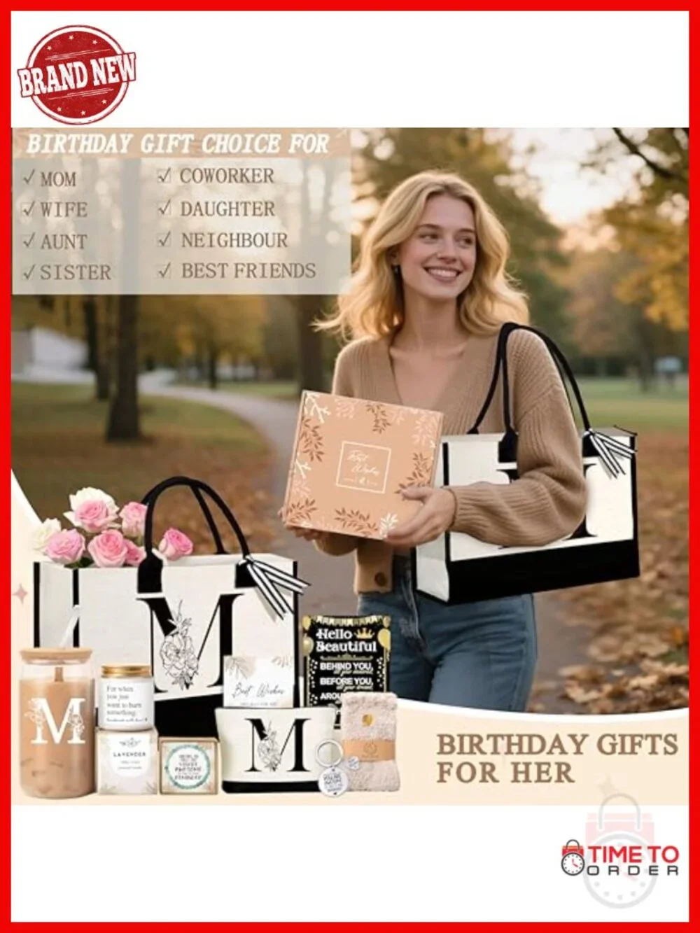 Monogrammed Tote Set with Cosmetic Bag & Glass Cup, Canvas Tote Bag,